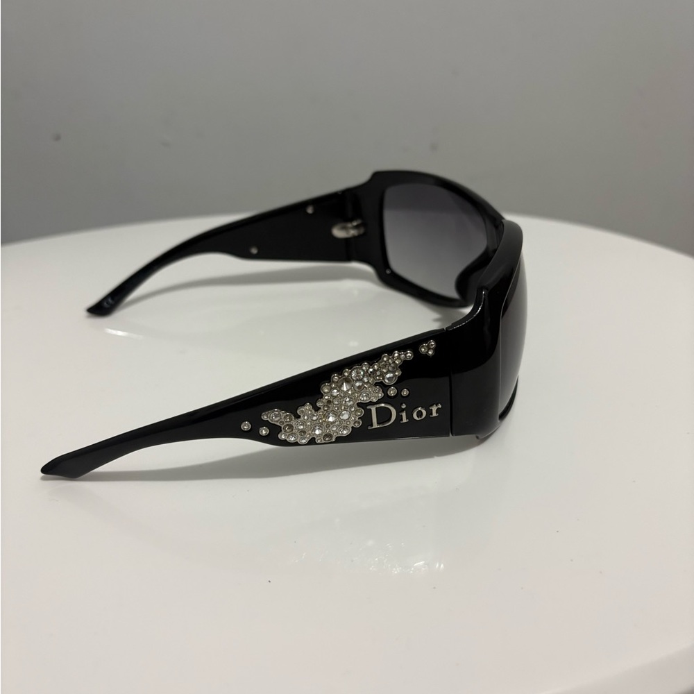 Vintage Dior Black Sunglasses with Crystal Accents